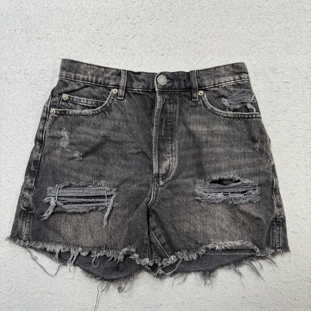 Garage Denim Shorts Women's 3 Black Faded Vintage Cut-Off Button Fly High Rise